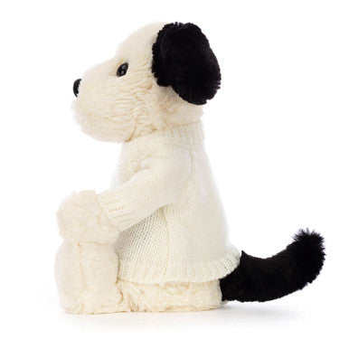 Chiot timide noir et crème avec pull crème personnalisé
