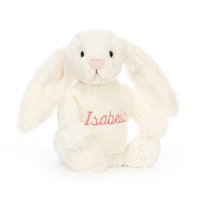 Lapin crème timide avec pull crème personnalisé