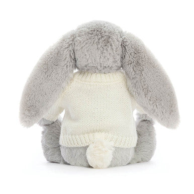 Lapin argenté timide avec pull crème personnalisé