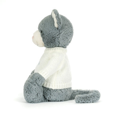 Bashful Kitten with Personalised Cream Jumper