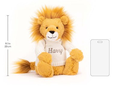 Bashful Lion with Personalised Cream Jumper