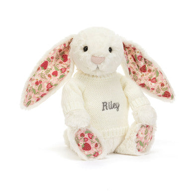 Blossom Cream Bunny 'Berry' avec pull crème personnalisé