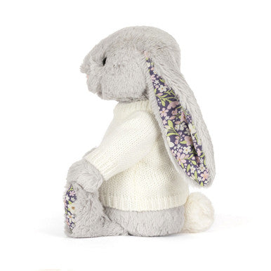 Blossom Silver Bunny 'Bloom' avec pull crème personnalisé