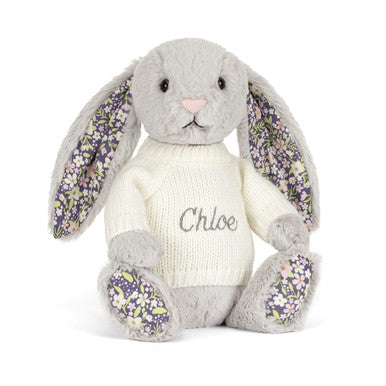 Blossom Silver Bunny 'Bloom' avec pull crème personnalisé