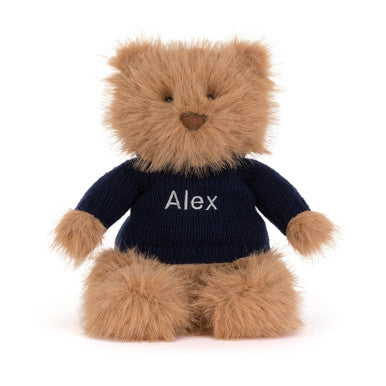 Bartholomew Bear Bouffant with Personalised Navy Jumper