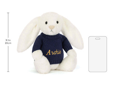 Bashful Luxe Bunny Luna avec pull bleu marine personnalisé
