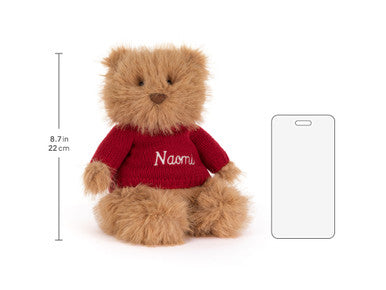 Bartholomew Bear Bouffant with Personalised Red Jumper