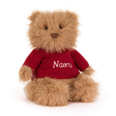 Bartholomew Bear Bouffant with Personalised Red Jumper