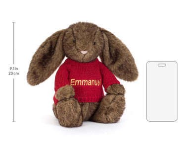 Hoppleston Luxe Bunny with Personalised Red Jumper