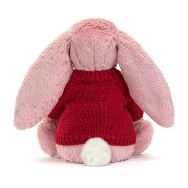 Lapin rose tulipe timide avec pull rouge personnalisé