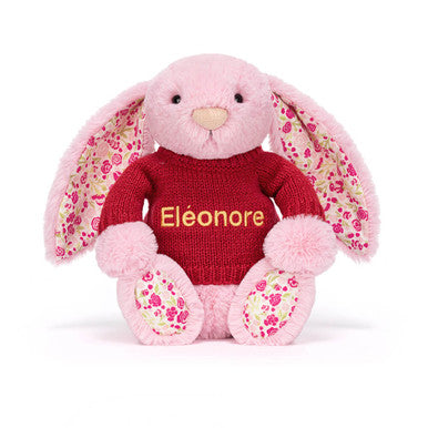 Blushkin Blossom Luxe Bunny avec pull rouge personnalisé
