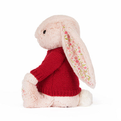 Blossom Blush Bunny 'Cherry' avec pull rouge personnalisé