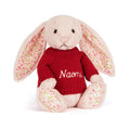 Blossom Blush Bunny 'Cherry' avec pull rouge personnalisé